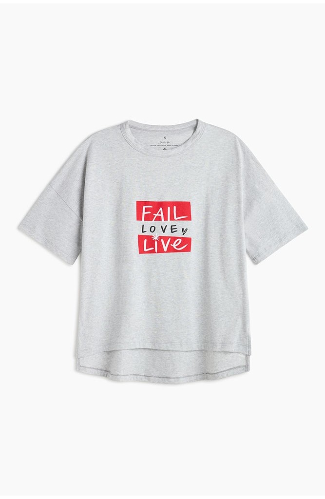 
                            Camiseta Gris Fail, Love, Live