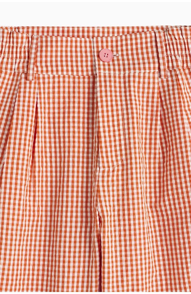 
                            Pantalón de Pinzas Vichy Mandarina